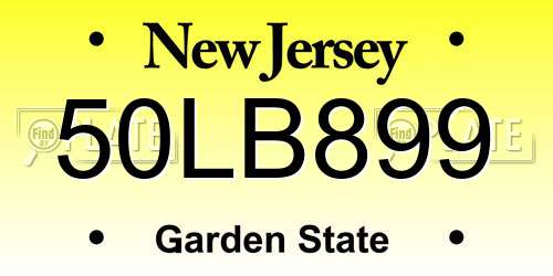 50LB899 New Jersey License Plate