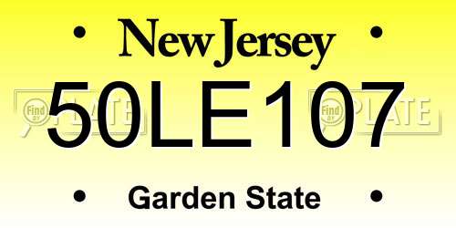 50LE107 New Jersey License Plate