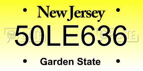 50LE636 New Jersey License Plate