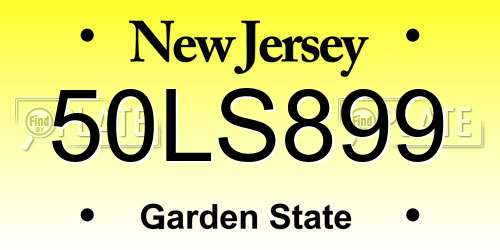 50LS899 New Jersey License Plate