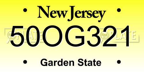 50OG321 New Jersey License Plate