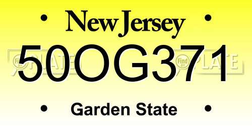 50OG371 New Jersey License Plate