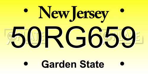 50RG659 New Jersey License Plate