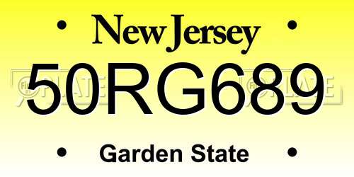 50RG689 New Jersey License Plate