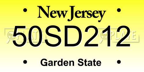 50SD212 New Jersey License Plate