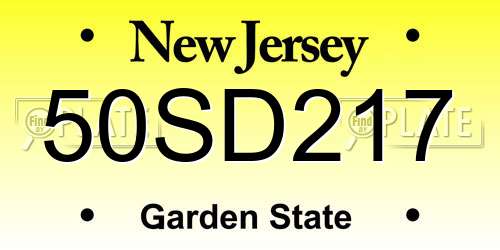 50SD217 New Jersey License Plate