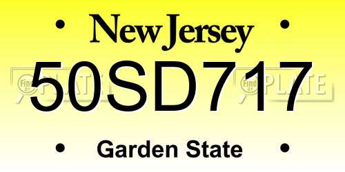 50SD717 New Jersey License Plate