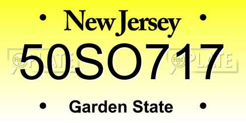 50SO717 New Jersey License Plate