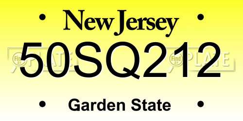 50SQ212 New Jersey License Plate