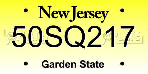 50SQ217 New Jersey License Plate