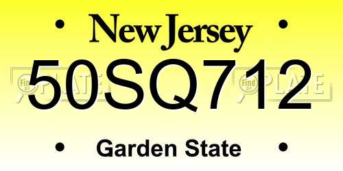 50SQ712 New Jersey License Plate