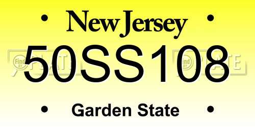 50SS108 New Jersey License Plate
