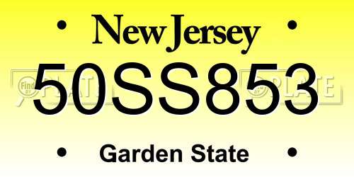 50SS853 New Jersey License Plate