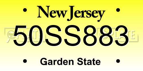 50SS883 New Jersey License Plate