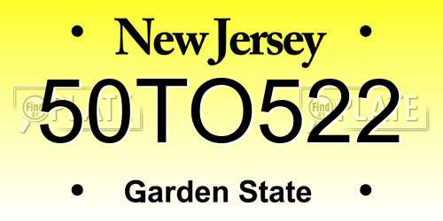 50TO522 New Jersey License Plate