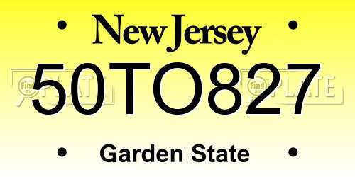 50TO827 New Jersey License Plate