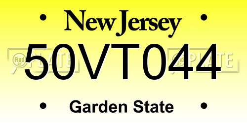 50VT044 New Jersey License Plate