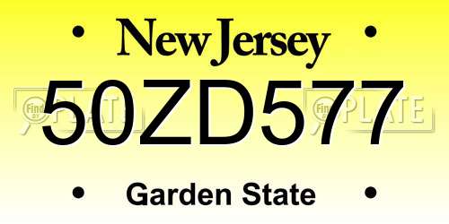 50ZD577 New Jersey License Plate