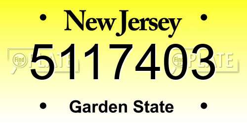 5117403 New Jersey License Plate