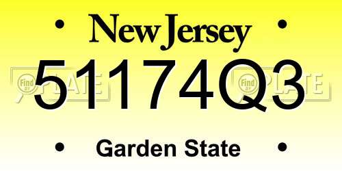 51174Q3 New Jersey License Plate