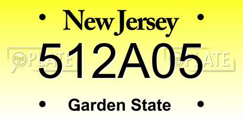 512A05 New Jersey License Plate