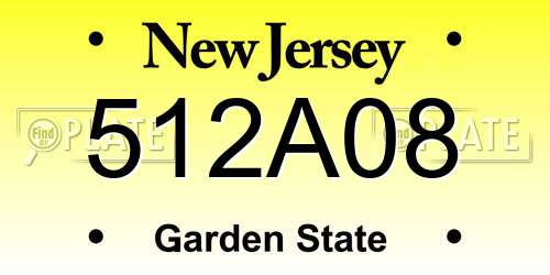 512A08 New Jersey License Plate