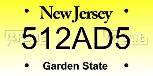 512AD5 New Jersey License Plate