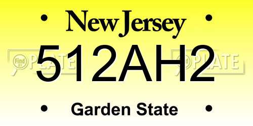 512AH2 New Jersey License Plate