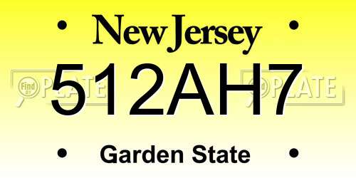 512AH7 New Jersey License Plate
