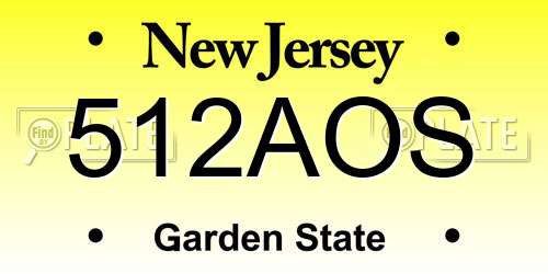 512AOS New Jersey License Plate