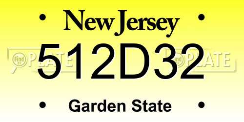 512D32 New Jersey License Plate