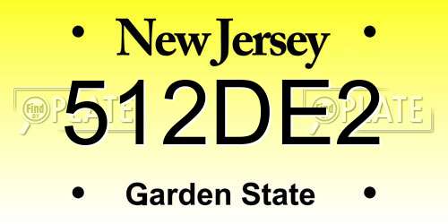 512DE2 New Jersey License Plate