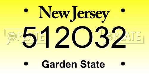 512O32 New Jersey License Plate