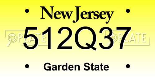 512Q37 New Jersey License Plate