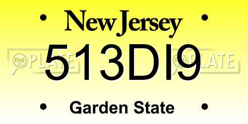 513DI9 New Jersey License Plate