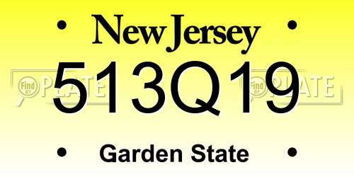 513Q19 New Jersey License Plate