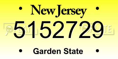 5152729 New Jersey License Plate
