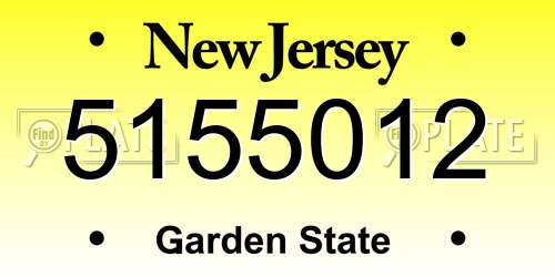 5155012 New Jersey License Plate