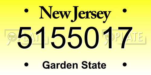 5155017 New Jersey License Plate