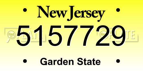 5157729 New Jersey License Plate