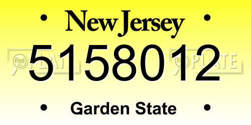 5158012 New Jersey License Plate