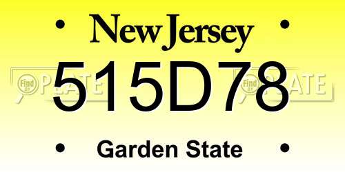 515D78 New Jersey License Plate