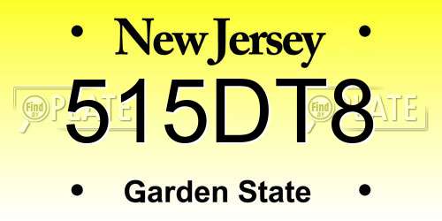 515DT8 New Jersey License Plate