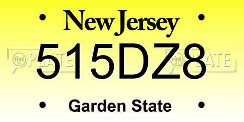 515DZ8 New Jersey License Plate