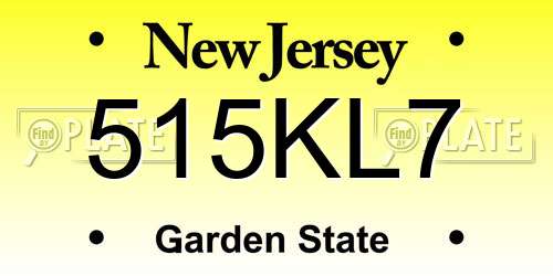 515KL7 New Jersey License Plate