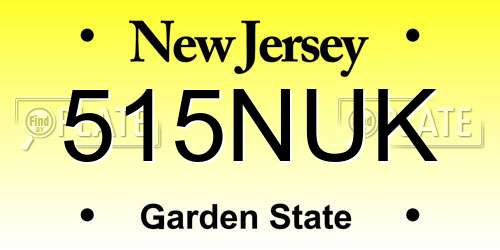 515NUK New Jersey License Plate