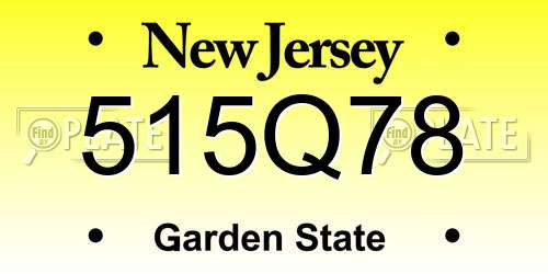 515Q78 New Jersey License Plate