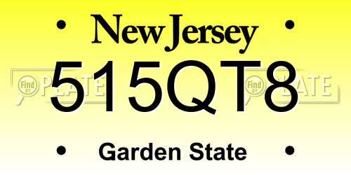515QT8 New Jersey License Plate