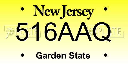 516AAQ New Jersey License Plate