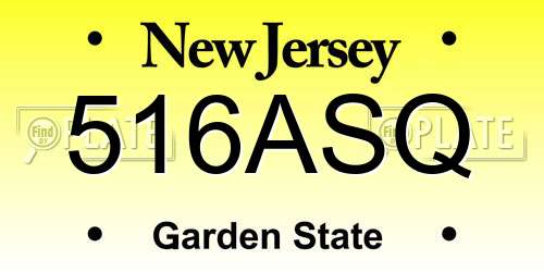 516ASQ New Jersey License Plate